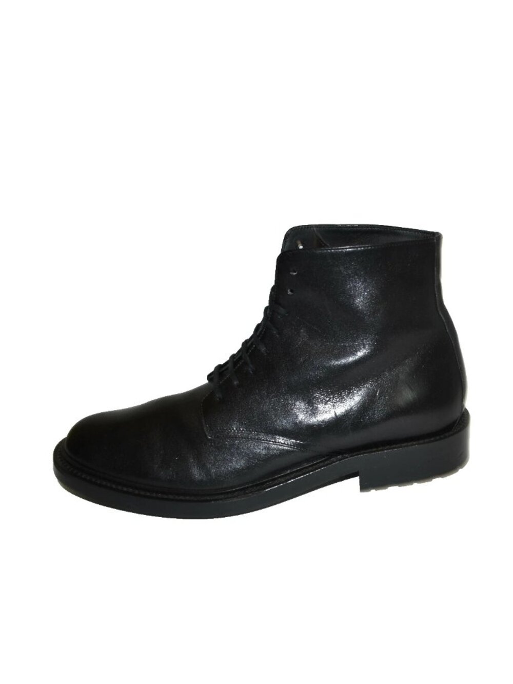New! Saint Laurent Army Laced Plain Toe Boot Black Leather 43 EU 10 US $995 DD24